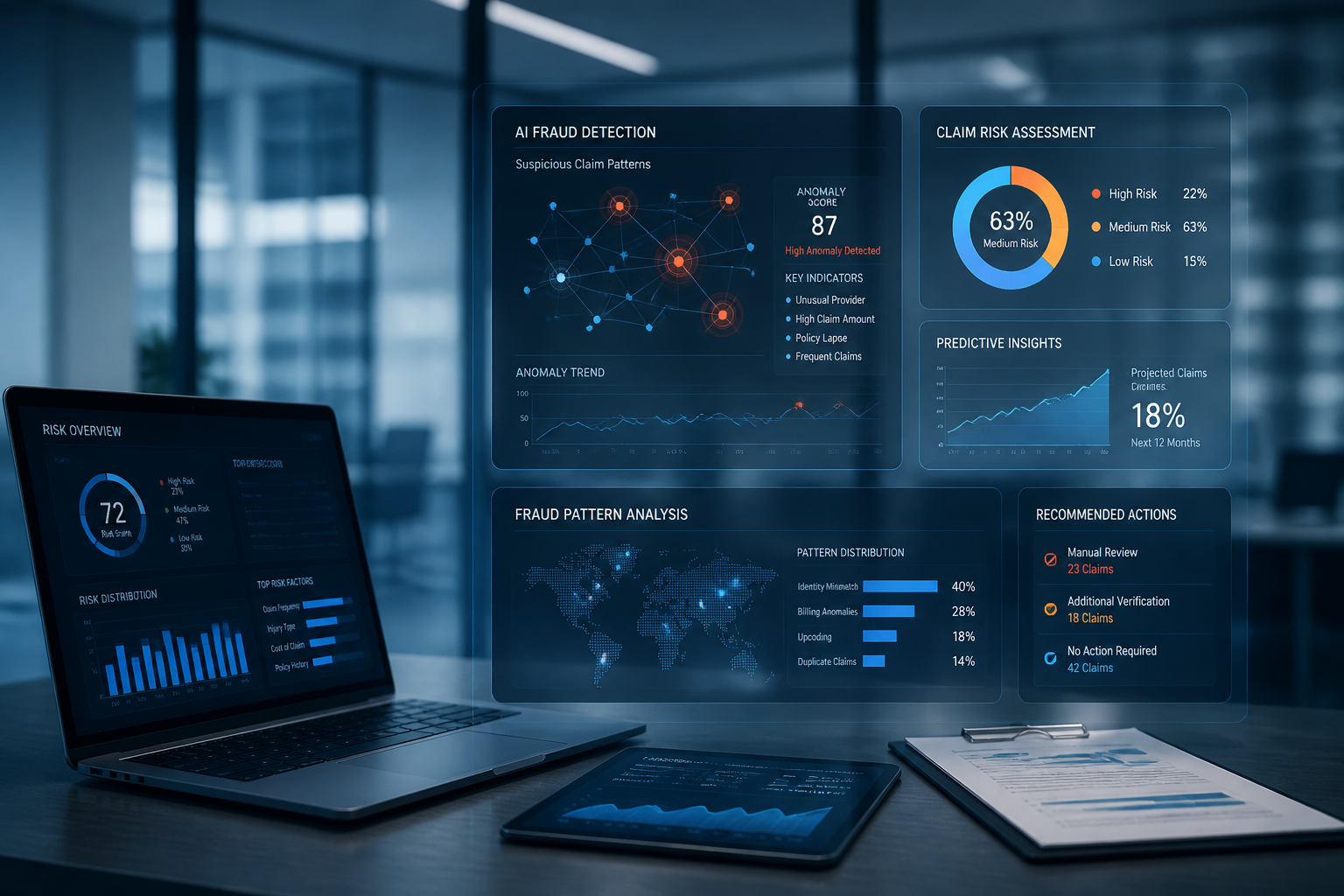 Moderne AI-analyse en fraudedetectie in een zakelijke verzekeringsomgeving